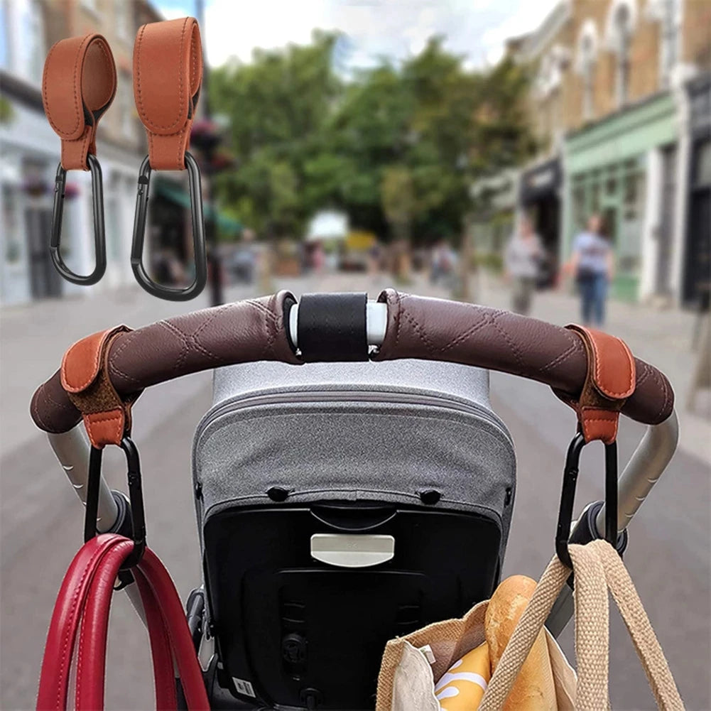 1-2pcs Leather Baby Bag Stroller Hook