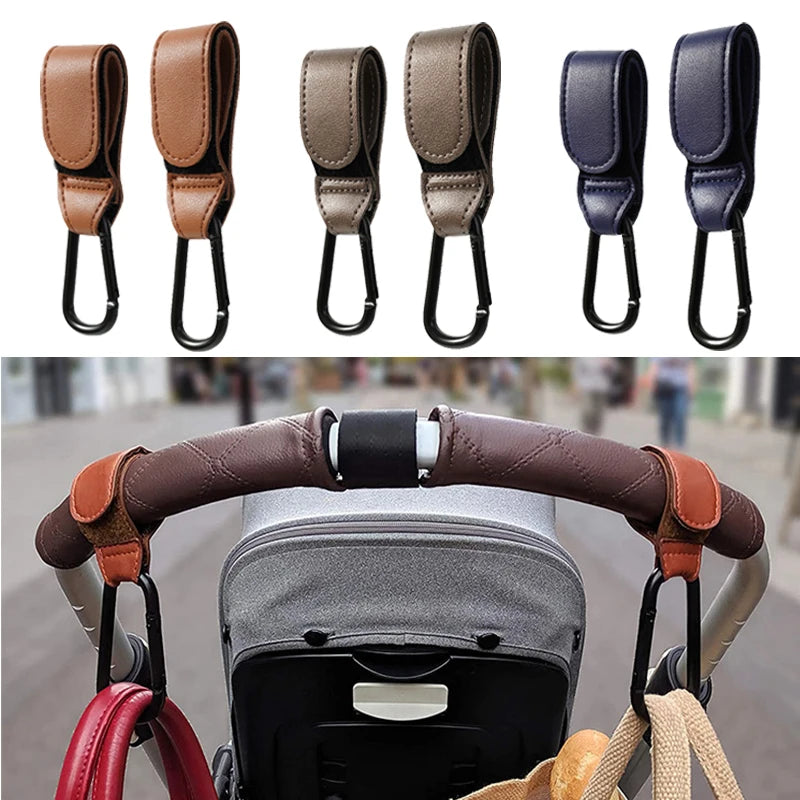 1-2pcs Leather Baby Bag Stroller Hook